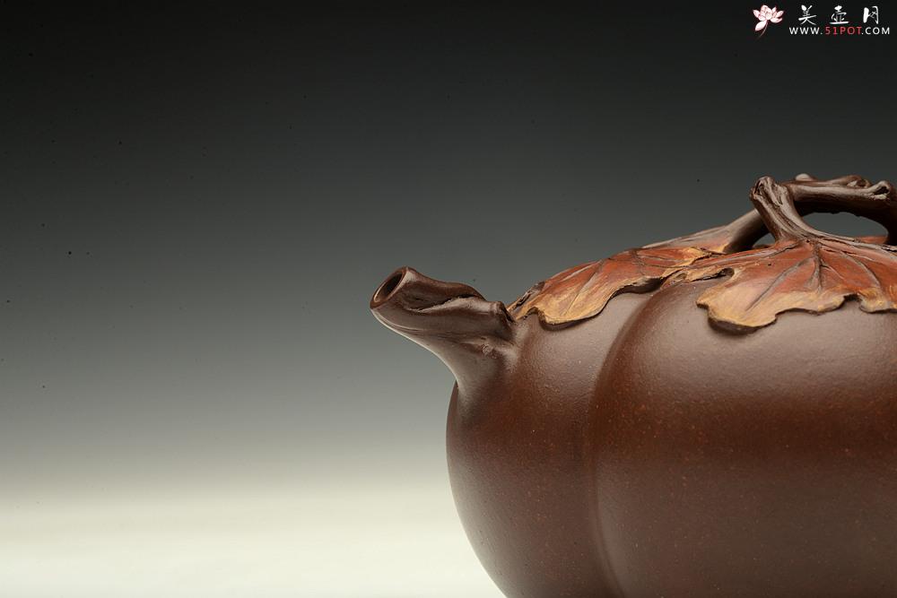 紫砂壶图片：花货奇才-顾正芳 惊艳力作 全手筋囊薄胎花货 夏日南瓜  - 美壶网