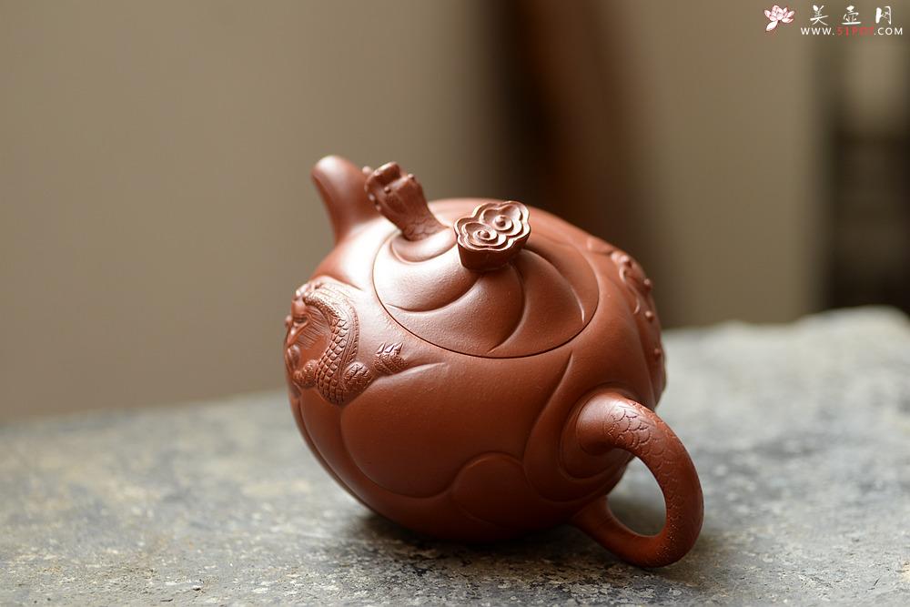 紫砂壶图片：器型饱满  精品扁鱼化龙  做工精细 - 美壶网