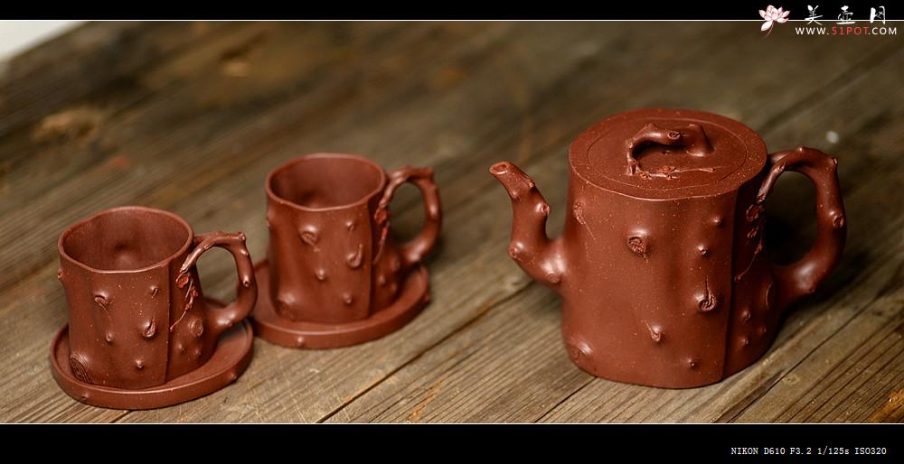 紫砂壶图片：单志萍最新力作 雄厚之风 优雅之作 精品全手红梅争艳 - 美壶网