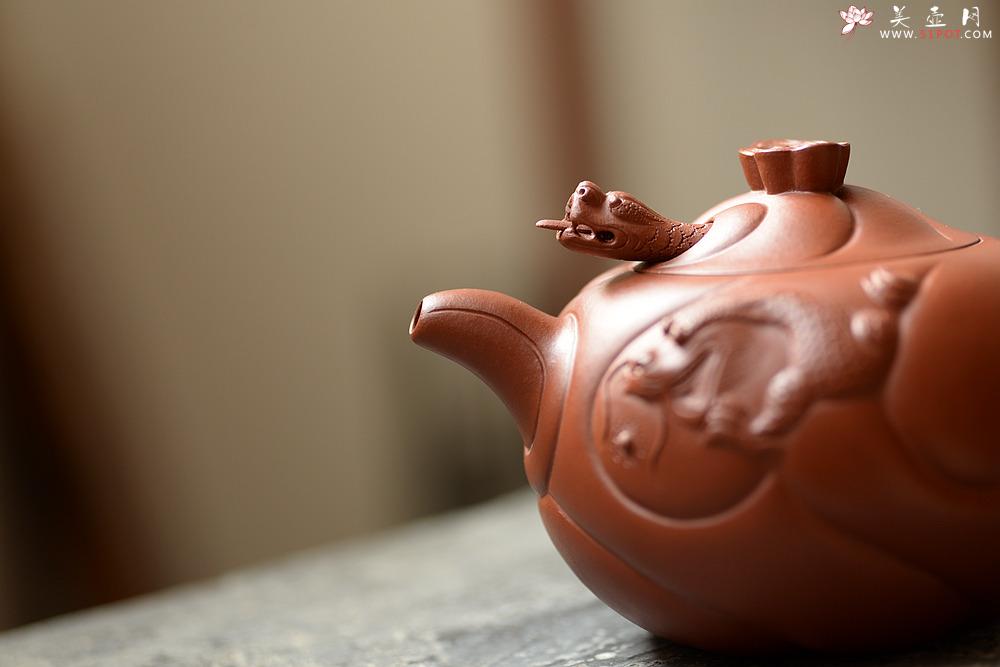 紫砂壶图片：器型饱满  精品扁鱼化龙  做工精细 - 美壶网