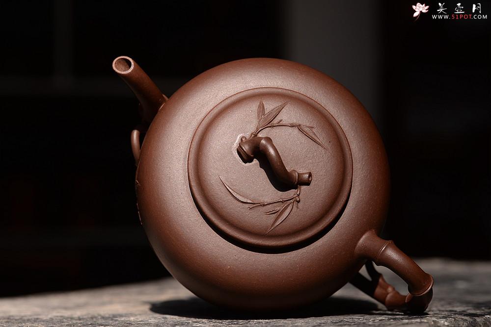 紫砂壶图片：肥美竹叶 饱满飘逸 全手大君竹 顾正芳经典作品 - 美壶网