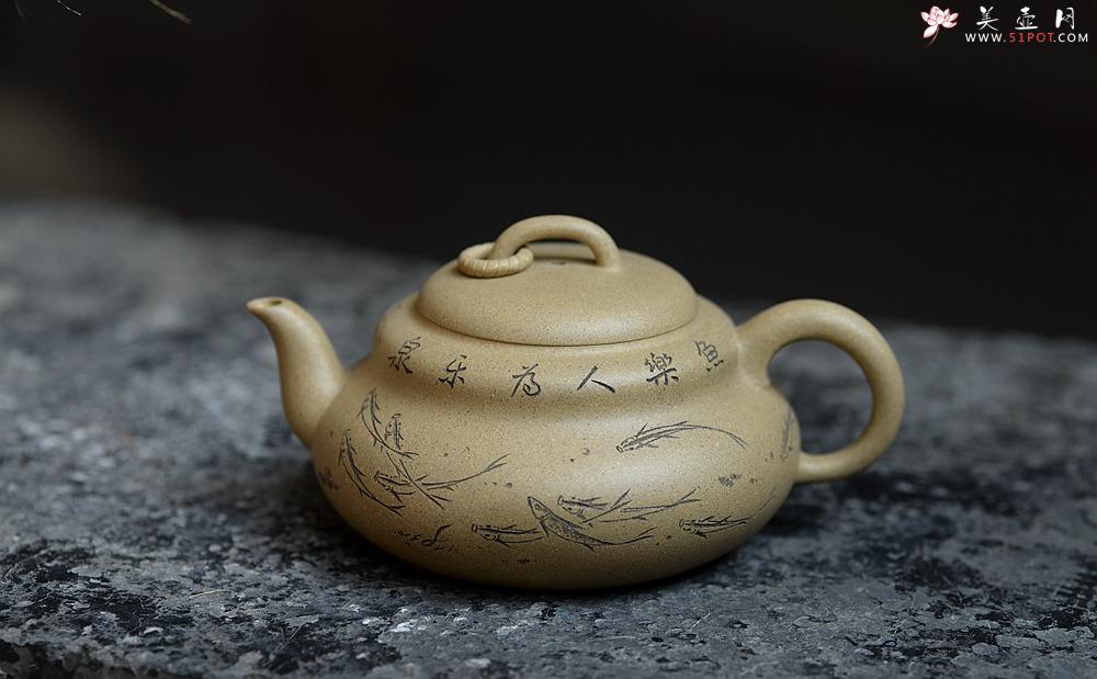 紫砂壶图片：鱼乐人亦乐,泉清心共清 全手葫芦 - 美壶网