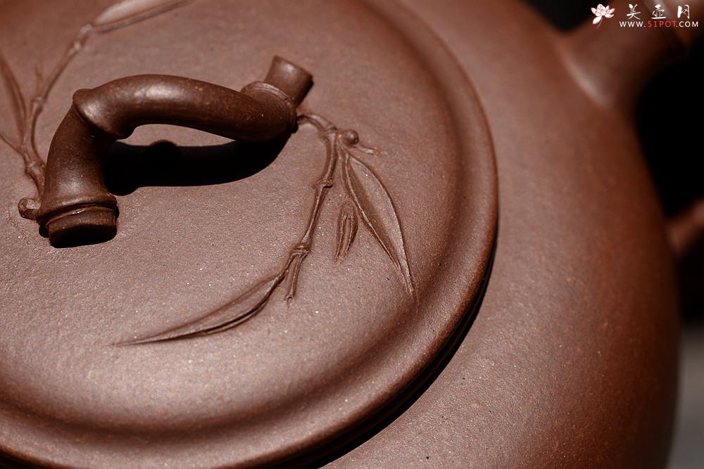 紫砂壶图片：肥美竹叶 饱满飘逸 全手大君竹 顾正芳经典作品 - 美壶网