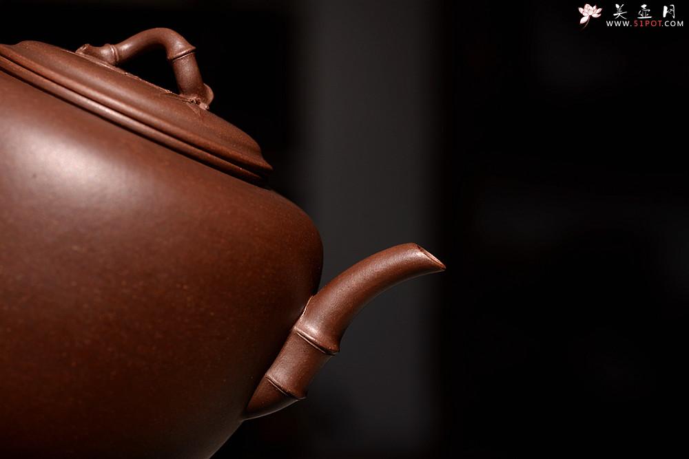紫砂壶图片：肥美竹叶 饱满飘逸 全手大君竹 顾正芳经典作品 - 美壶网