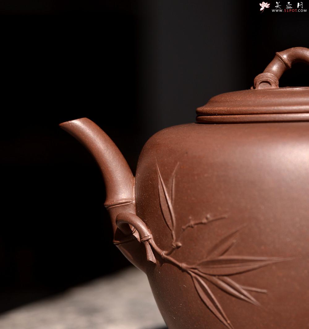 紫砂壶图片：肥美竹叶 饱满飘逸 全手大君竹 顾正芳经典作品 - 美壶网