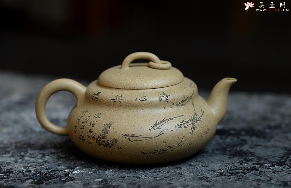 紫砂壶图片：鱼乐人亦乐,泉清心共清 全手葫芦 - 美壶网