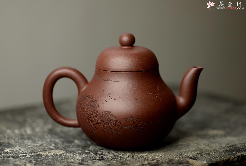 紫砂壶图片：文雅十足 李彦雄精心装饰 传统经典  全手老味思亭 - 美壶网