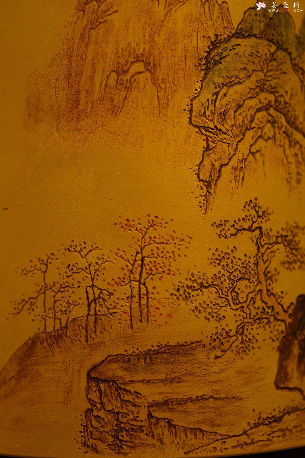 紫砂壶图片：古法装饰 古灵静雅 山水大笔筒 不接受定做o(∩_∩)o  - 美壶网