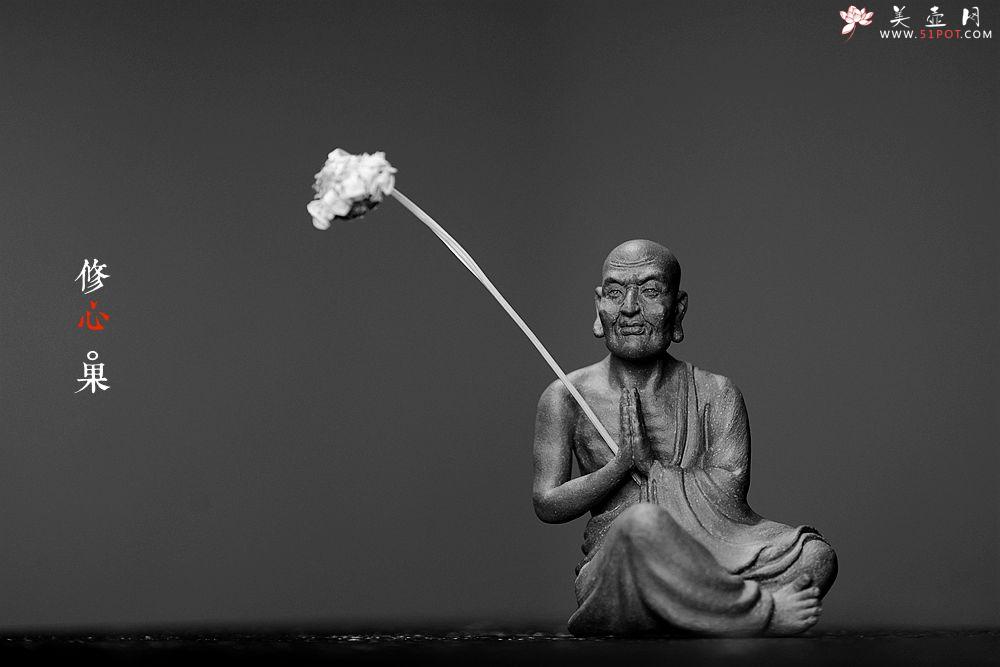 紫砂壶图片：全手雕塑 栩栩如生 精品修心罗汉~ - 美壶网