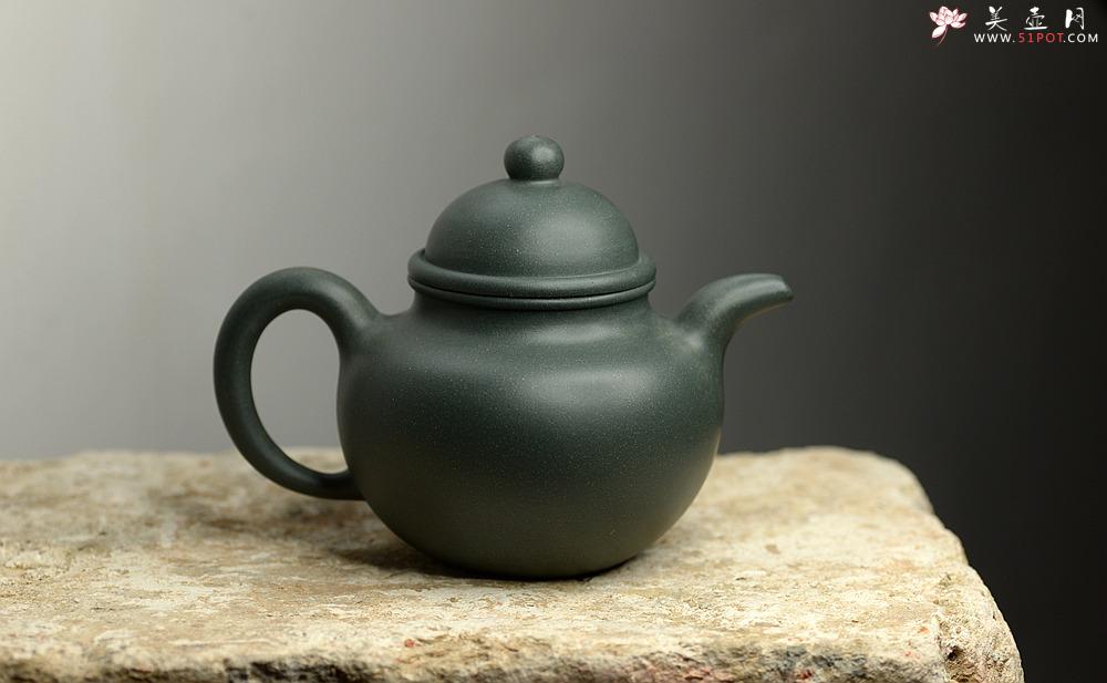 紫砂壶图片：深得其味 民国绿泥 全手寿珍掇球 霸气 经典再现 - 美壶网