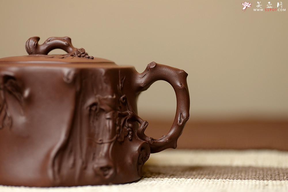 紫砂壶图片：花货奇才顾正芳近作 刚正挺拔  全手精品葡萄桩 - 美壶网