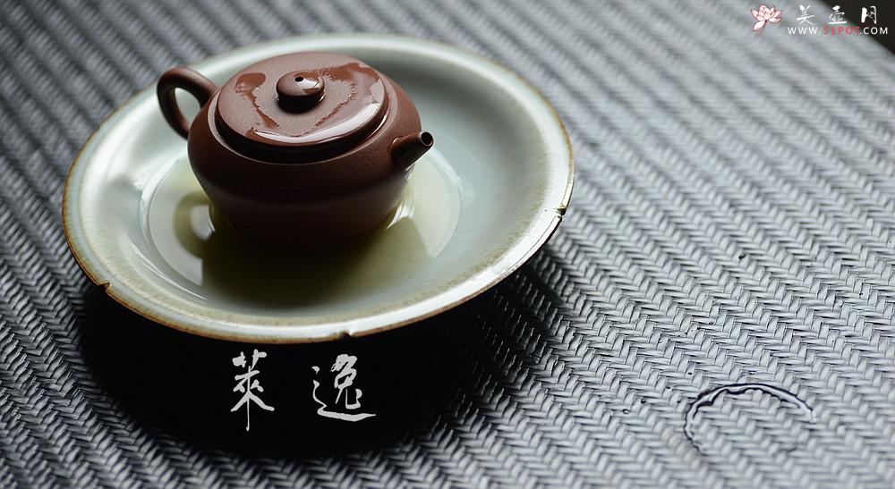 紫砂壶图片：手工制作 文雅大方 六瓣冰纹壶承 - 美壶网