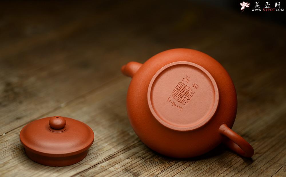 紫砂壶图片：质朴无华 铁线篆之自在心 全手朱泥玉亭 - 美壶网