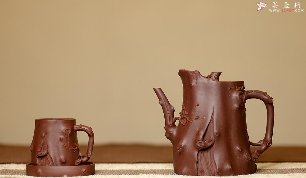 紫砂壶图片：单志萍年终全手力作 古意昂然 立体梅花 寒梅套壶 - 美壶网