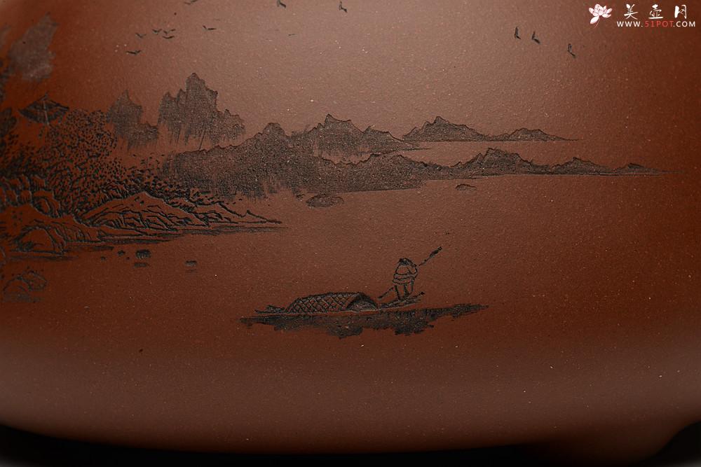 紫砂壶图片：特大满瓢 李彦雄精细装饰通景山水  送礼收藏级 - 美壶网