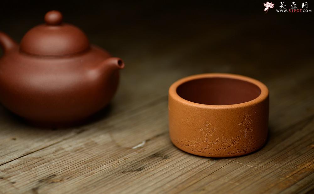 紫砂壶图片：曲峰扳指杯 优质底槽青粉段泥 - 美壶网