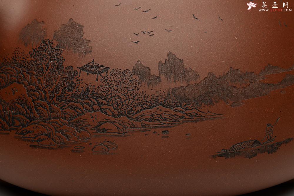 紫砂壶图片：特大满瓢 李彦雄精细装饰通景山水  送礼收藏级 - 美壶网