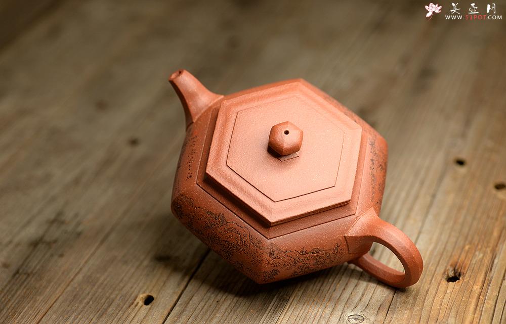 紫砂壶图片：朱牧清大品 通景山水之大彬六方 线条流畅  棱角分明 - 美壶网