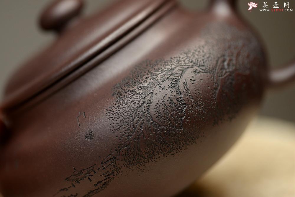 紫砂壶图片：稳重大气 大仿古 通转山水 原矿老紫泥 - 美壶网