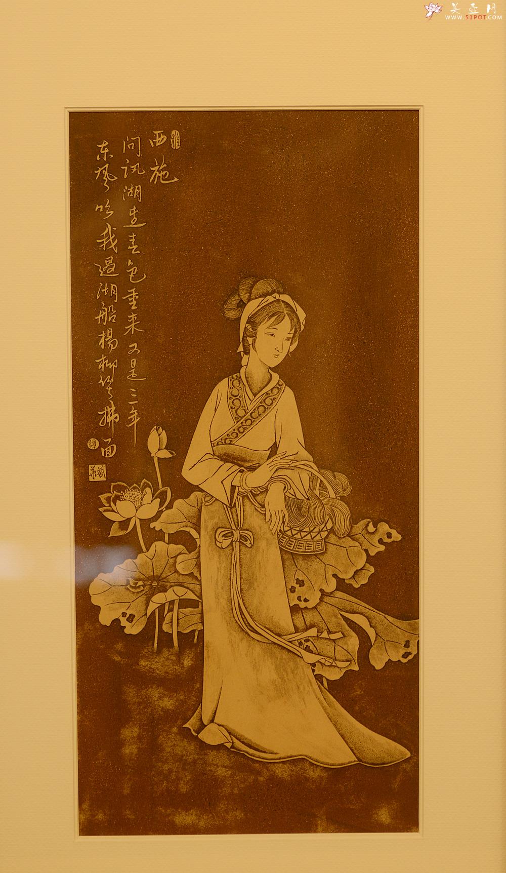 紫砂壶图片：谭华斌精心装饰 四大美女壁画 送礼自珍佳作 - 美壶网