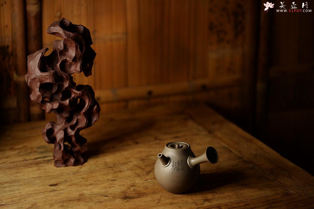 紫砂壶图片：淞庐原创设计  静品佳味~ 全手唐韵急须 文气十足 国助文涛装饰 - 美壶网