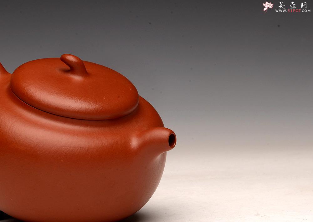 紫砂壶图片：优质朱泥 自然褶皱 得趣自然 实用朱泥小品 全手茄瓜 - 美壶网
