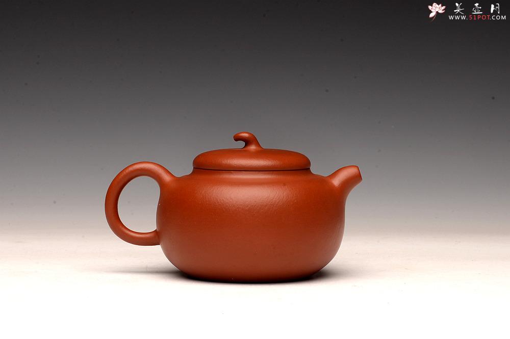 紫砂壶图片：优质朱泥 自然褶皱 得趣自然 实用朱泥小品 全手茄瓜 - 美壶网