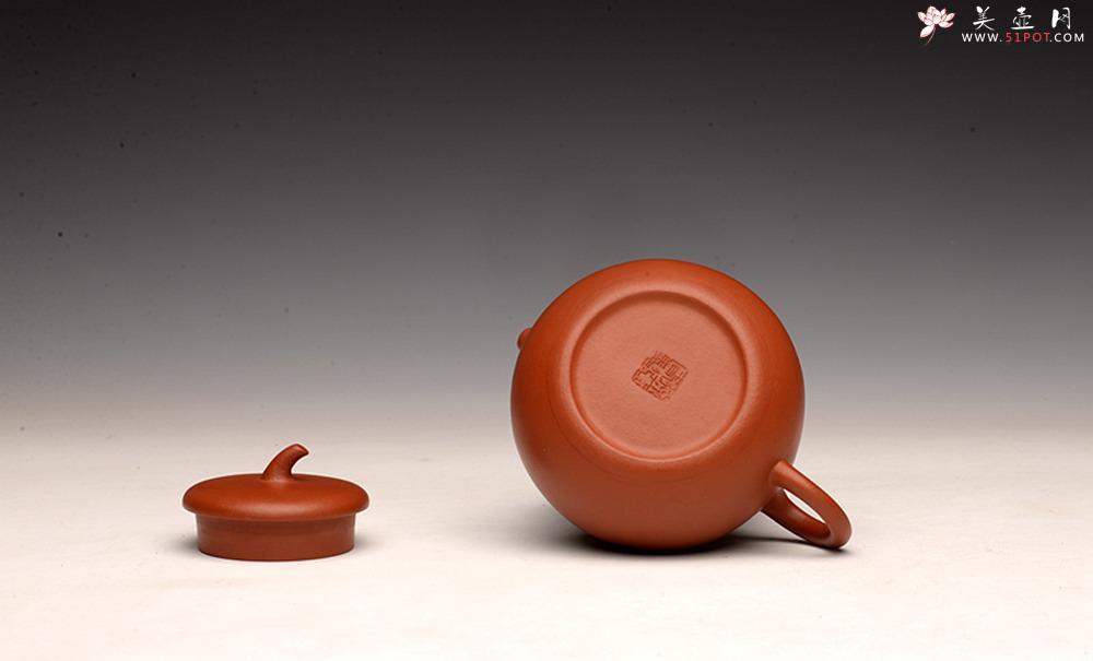 紫砂壶图片：优质朱泥 自然褶皱 得趣自然 实用朱泥小品 全手茄瓜 - 美壶网