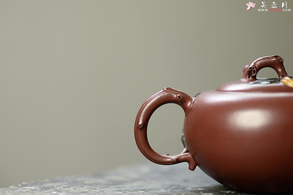 紫砂壶图片：贴叶精彩 细品 传统花货 花语喜悦 栀子花开 原创作品 孙伟强张新亚合作 - 美壶网