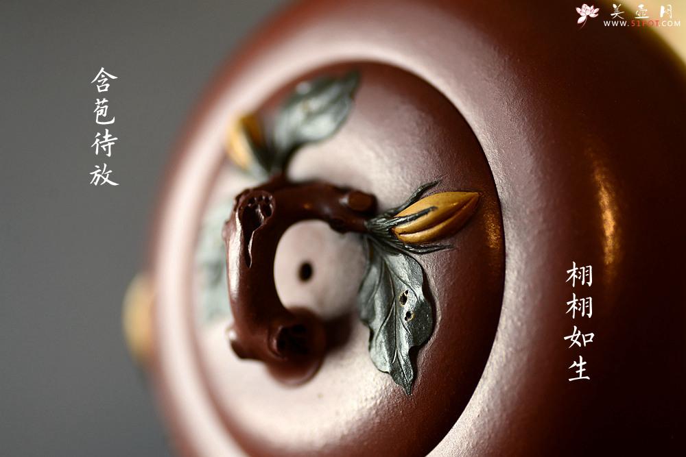 紫砂壶图片：贴叶精彩 细品 传统花货 花语喜悦 栀子花开 原创作品 孙伟强张新亚合作 - 美壶网