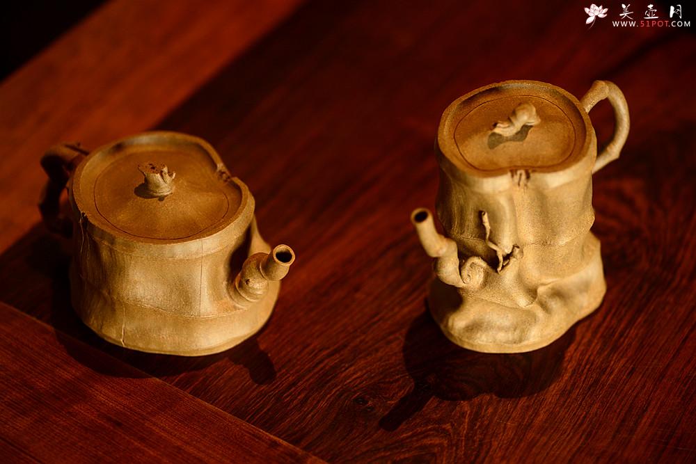 紫砂壶图片：林秀明原创作品 全手竹影~ 文气十足 崇尚自然~ - 美壶网