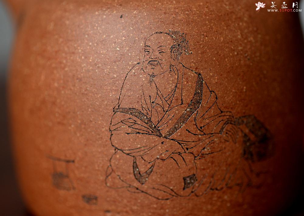 紫砂壶图片：细刻如丝 黄龙山降坡泥 全手高士壶 饱满大气 - 美壶网