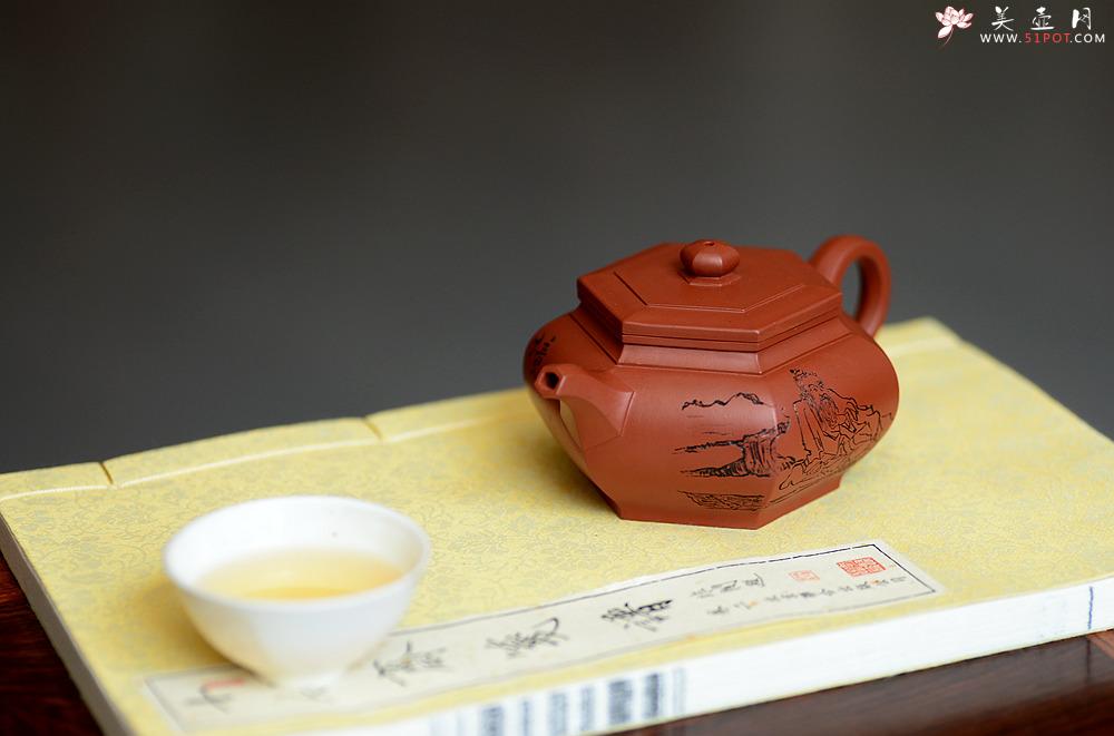 紫砂壶图片：线条流畅 棱角分明 全手镶片 大彬六方 - 美壶网