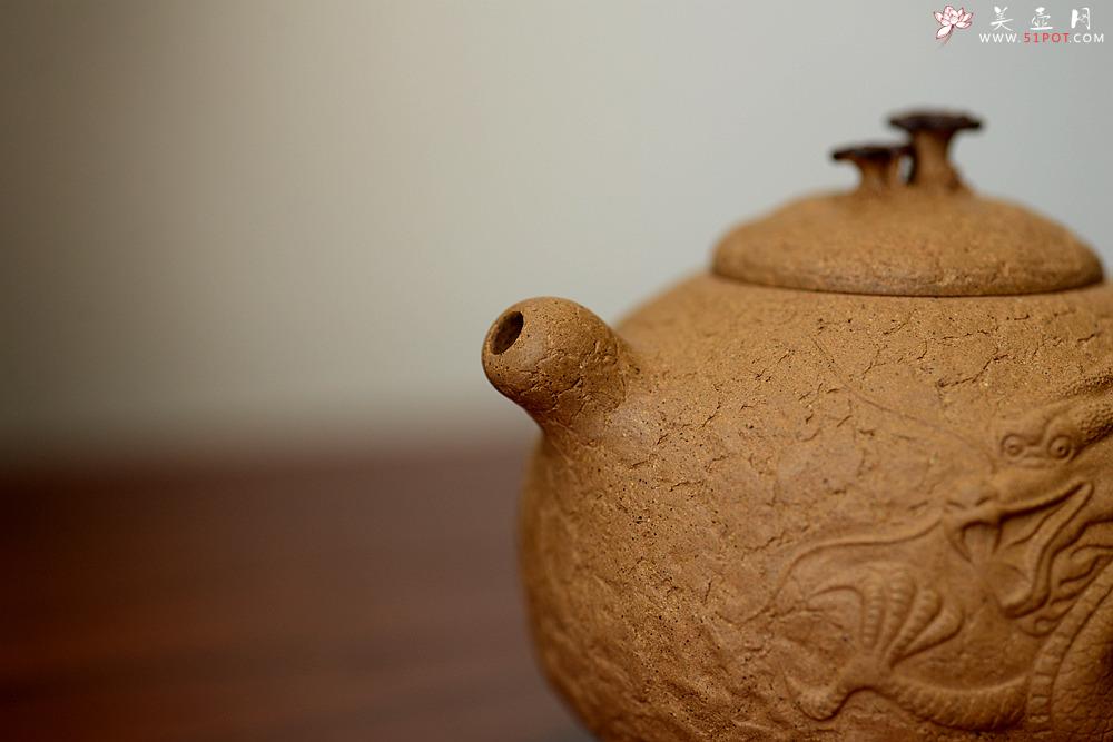 紫砂壶图片：谢多莲全手精品 游龙龚春 古朴之味 游龙生动逼真  - 美壶网