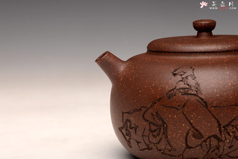 紫砂壶图片：强强联合 詹黎明全手新作 紫玉金砂  高路金石装饰 宝相 恽秀可人 - 美壶网