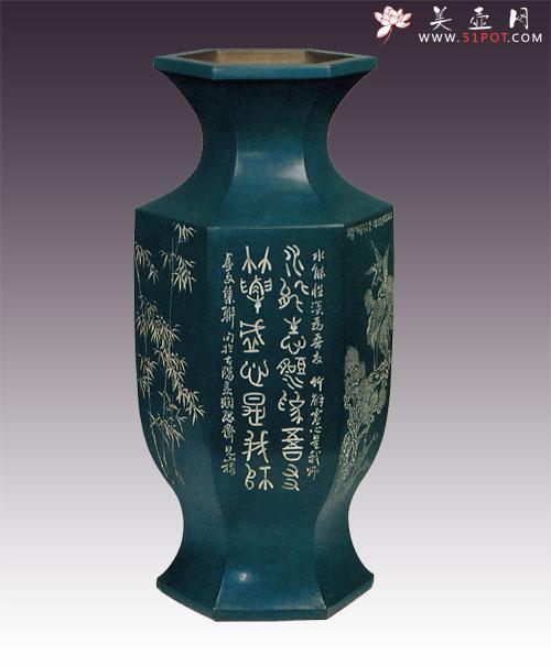 紫砂壶图片：六方鱼尾瓶 - 美壶网