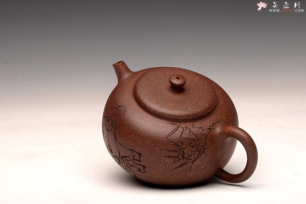 紫砂壶图片：强强联合 詹黎明全手新作 紫玉金砂  高路金石装饰 宝相 恽秀可人 - 美壶网