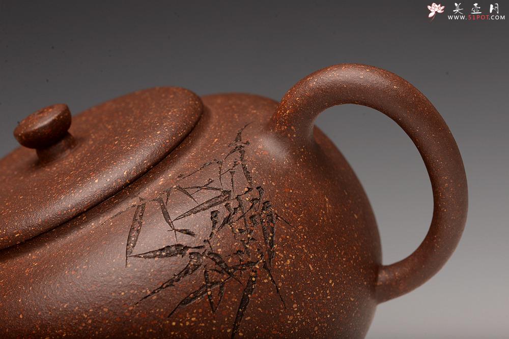 紫砂壶图片：强强联合 詹黎明全手新作 紫玉金砂  高路金石装饰 宝相 恽秀可人 - 美壶网