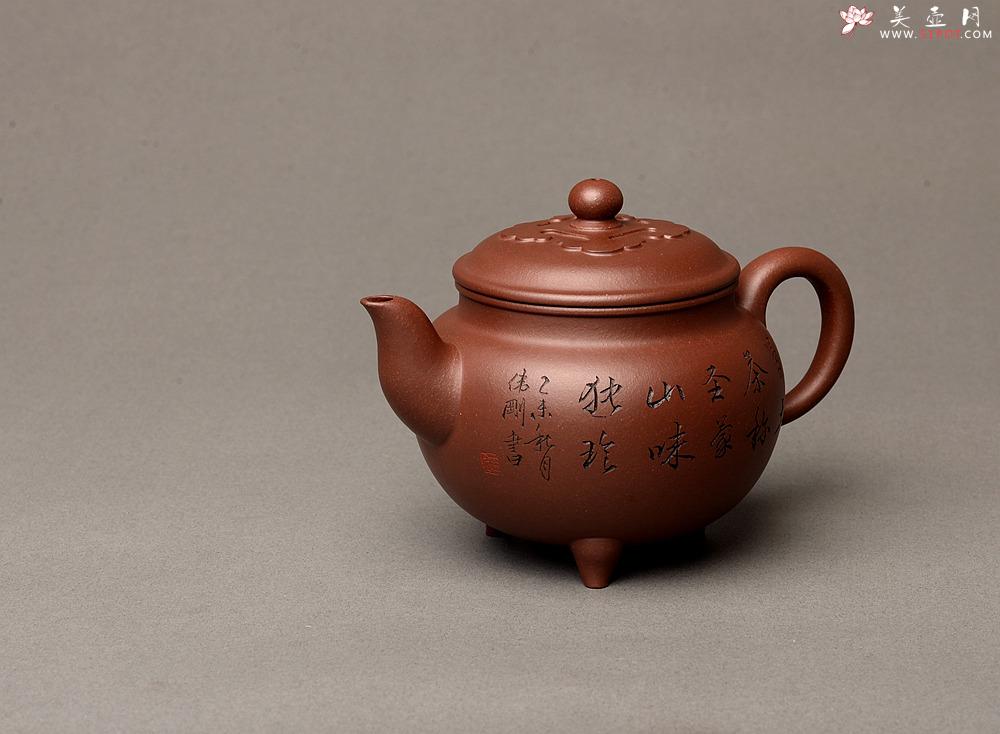 紫砂壶图片：传统经典 器型周正端庄 文气刻绘 大彬如意 - 美壶网