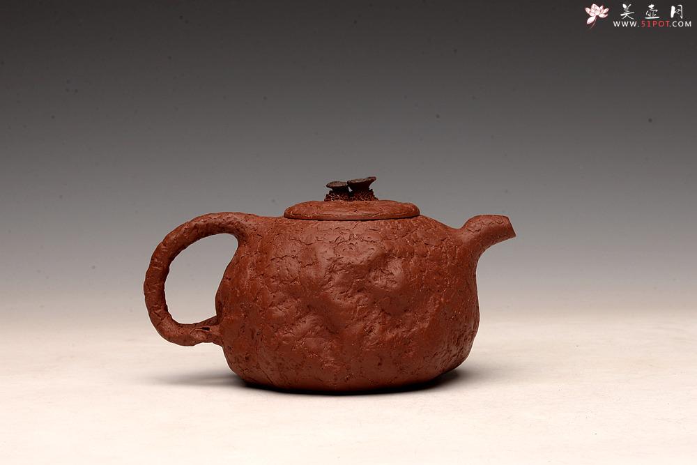 紫砂壶图片：肌理自然生动 全手灵芝龚春 古朴之味 - 美壶网