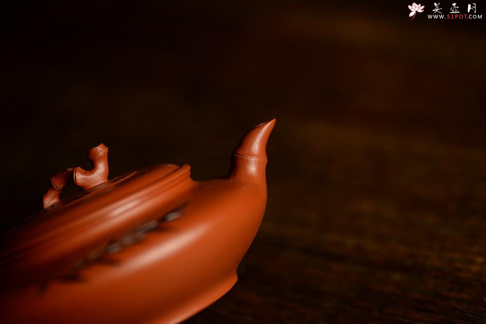 紫砂壶图片：优质朱泥 绿茶友人 扁竹 简意花货 - 美壶网