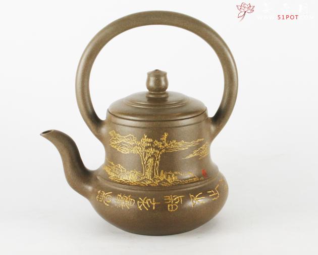 紫砂壶图片：古韵提梁壶 - 美壶网