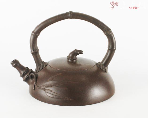 紫砂壶图片：陶艺竹段提梁 - 美壶网