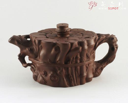 紫砂壶图片：仿鸣远束柴三友 - 美壶网