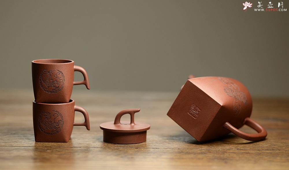 紫砂壶图片：詹黎明经典代表作 方圆之美 紫玉金砂 全手汉韵套组 张听刚装饰 金农清味~ - 美壶网