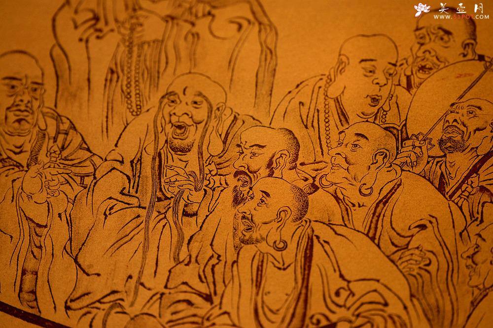 紫砂壶图片：谭华斌精心装饰 十八罗汉 壁画 送礼自珍佳作 - 美壶网