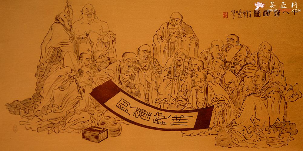 紫砂壶图片：谭华斌精心装饰 十八罗汉 壁画 送礼自珍佳作 - 美壶网