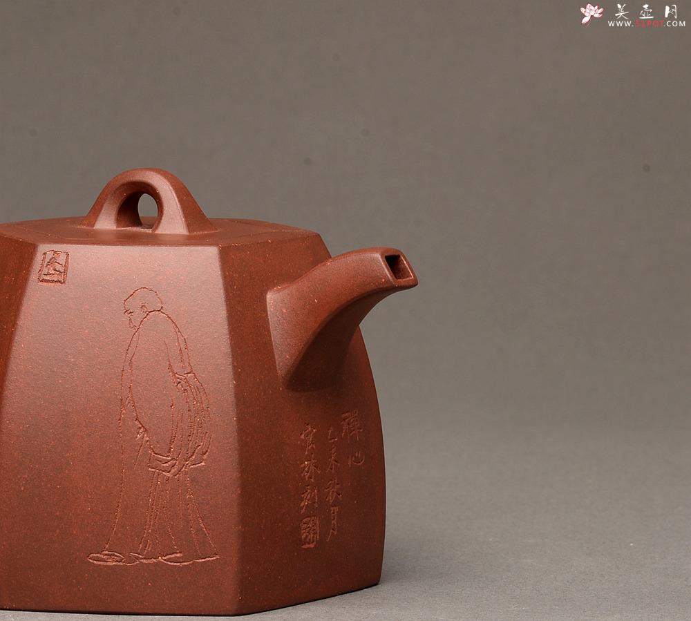 紫砂壶图片：高雅厚稳 全手六方秦权 强强联合 国高工陈宏林装饰 - 美壶网