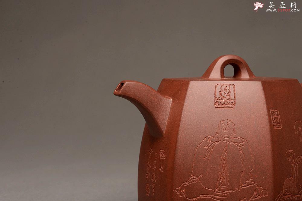 紫砂壶图片：高雅厚稳 全手六方秦权 强强联合 国高工陈宏林装饰 - 美壶网