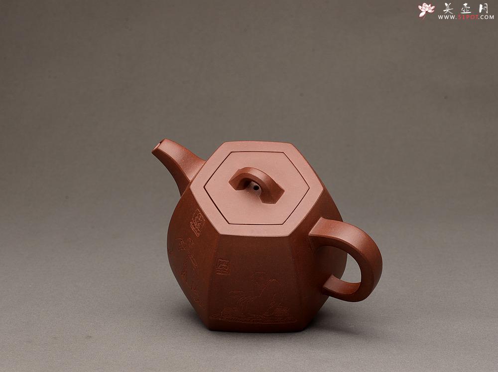 紫砂壶图片：高雅厚稳 全手六方秦权 强强联合 国高工陈宏林装饰 - 美壶网